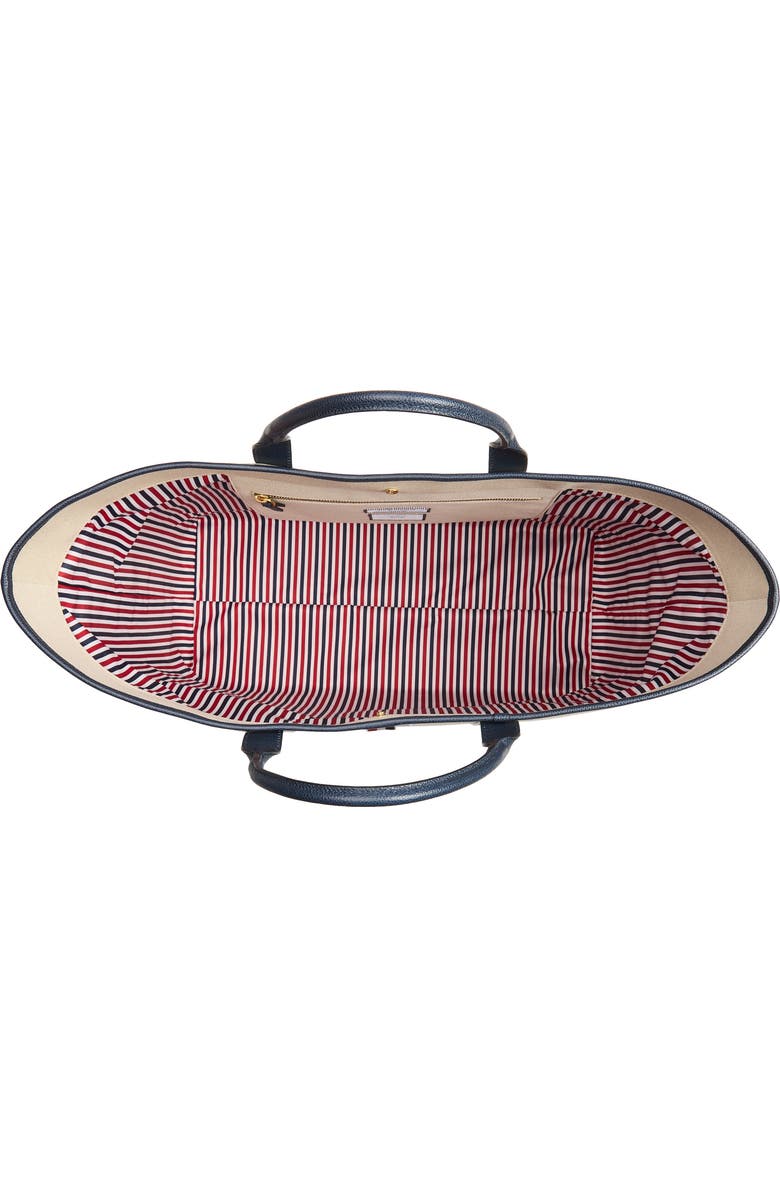 Thom Browne Oversize Canvas & Leather Tool Tote, Alternate, color, Navy