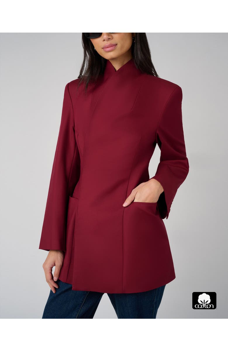 WeWoreWhat Hour Glass Blazer Jacket, Alternate, color, Dark Cherry