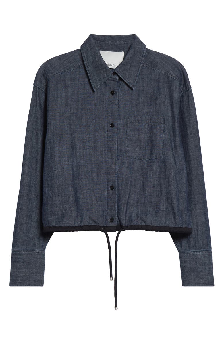 3.1 Phillip Lim Drawcord Hem Denim Button-Up Shirt, Alternate, color, Washed Indigo