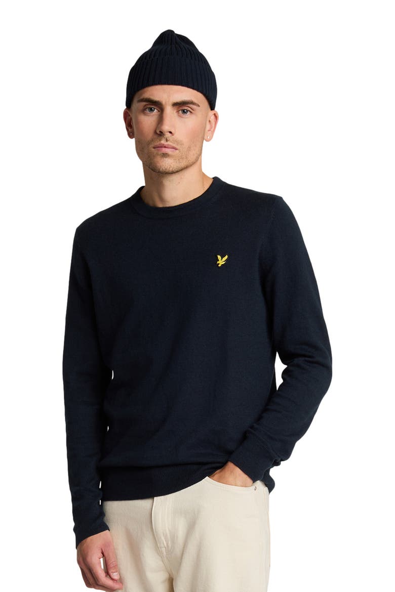 Cotton Merino Crew Neck Sweater, Alternate, color, Dark Navy
