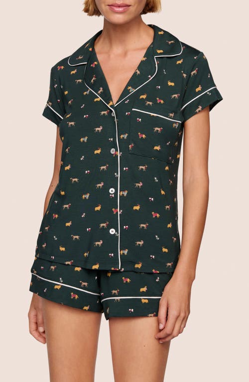 Eberjey Gisele Printed Short Pajamas In Green