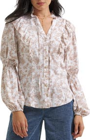 Wrangler Folk Floral Ruffle Western Shirt