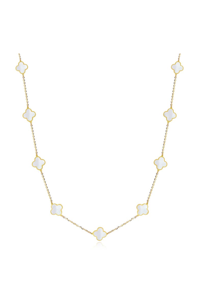 The Lovery Fine Jewelry Mini Mother of Pearl Clover Necklace, Main, color, Mother Of Pearl