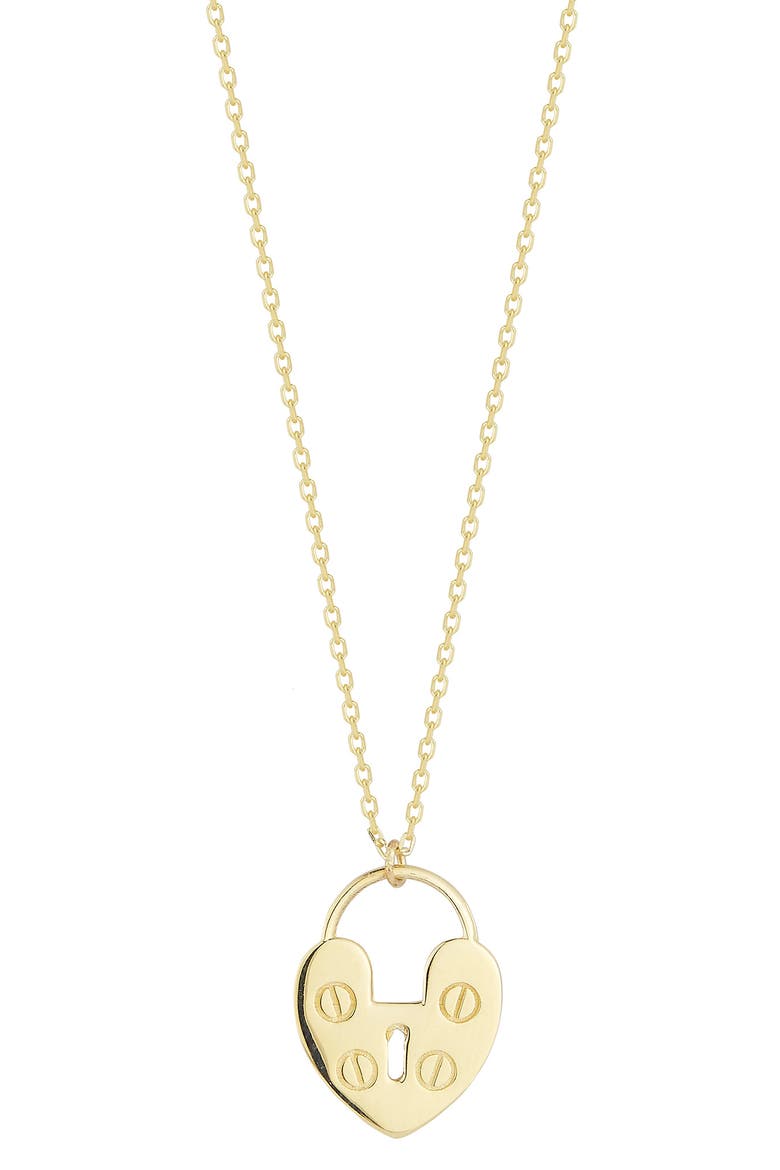 Heart Lock Pendant Necklace, Alternate, color, GOLD