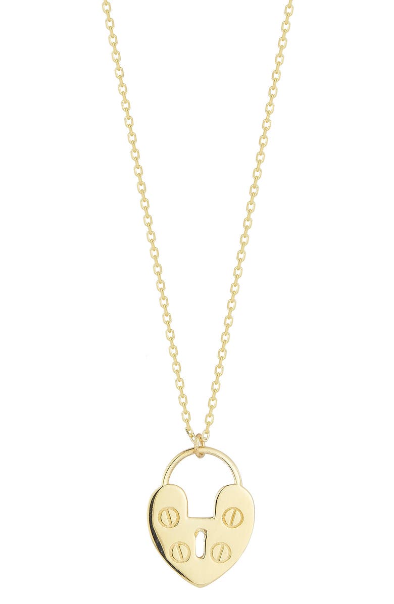 Ember Fine Jewelry Heart Lock Pendant Necklace, Alternate, color, Gold