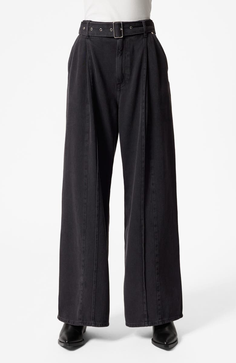 & Other Stories Pleated Belted Wide Leg Jeans, Main, color,