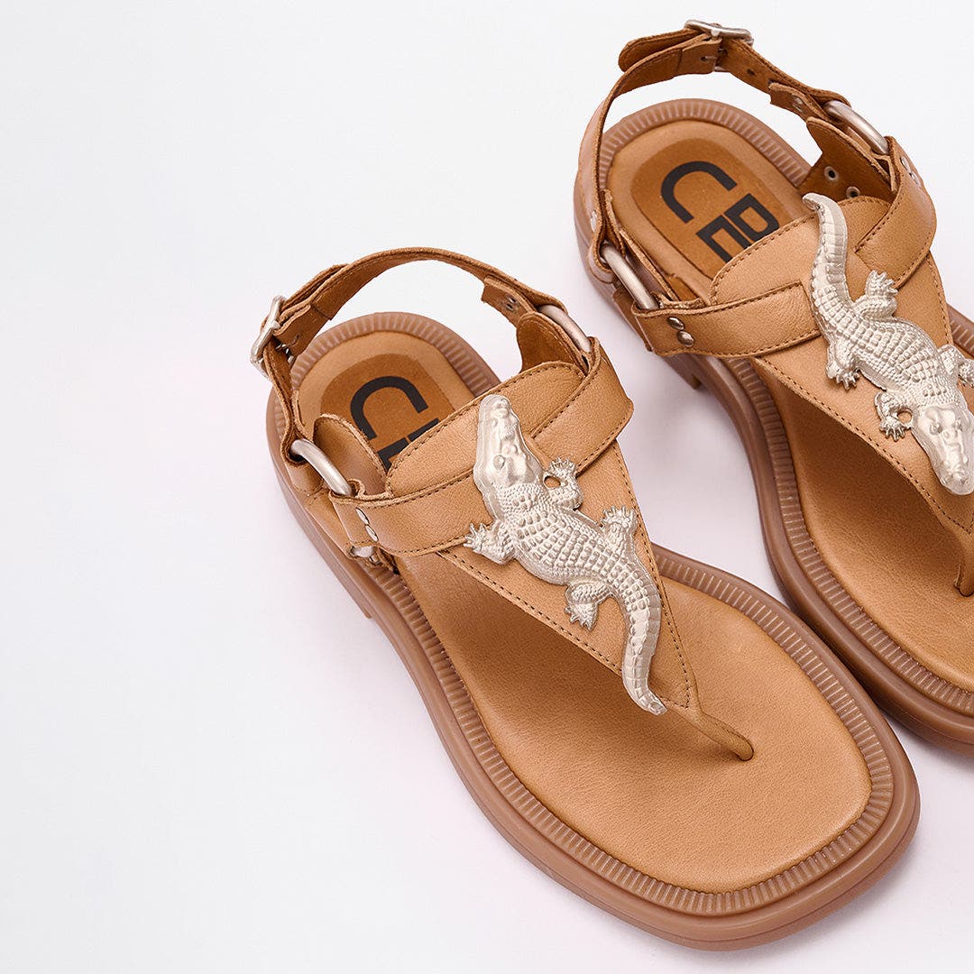 A Sleeping Crocodile Sandal, Alternate, color, Tan