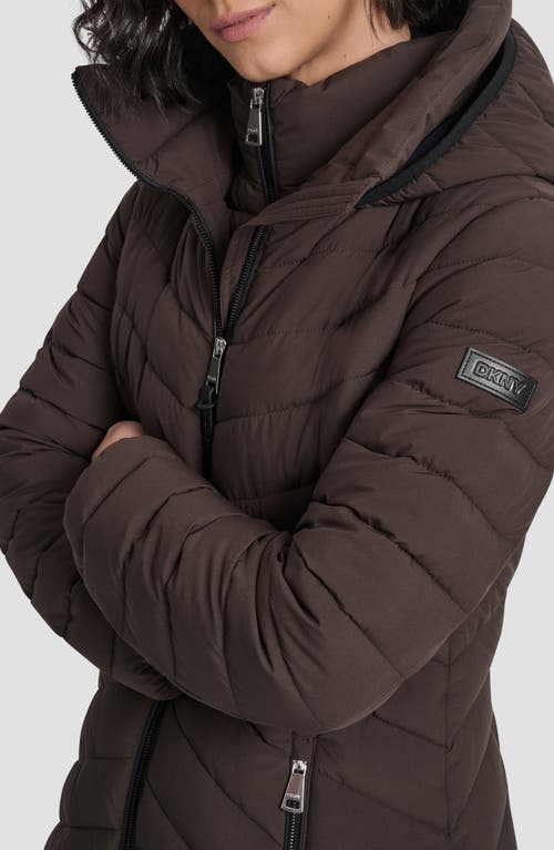 Dkny Stretch Packable Coat In Brown