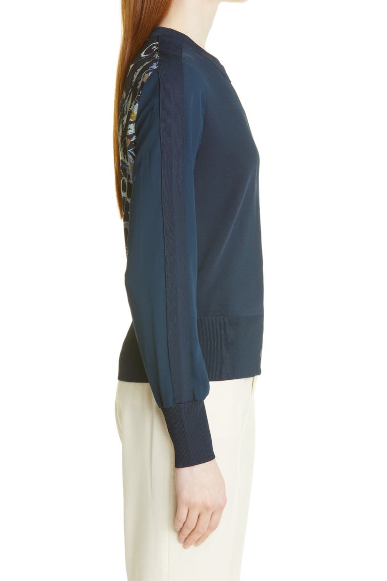 Imma Mixed Media Cardigan, Alternate, color, DK-NAVY