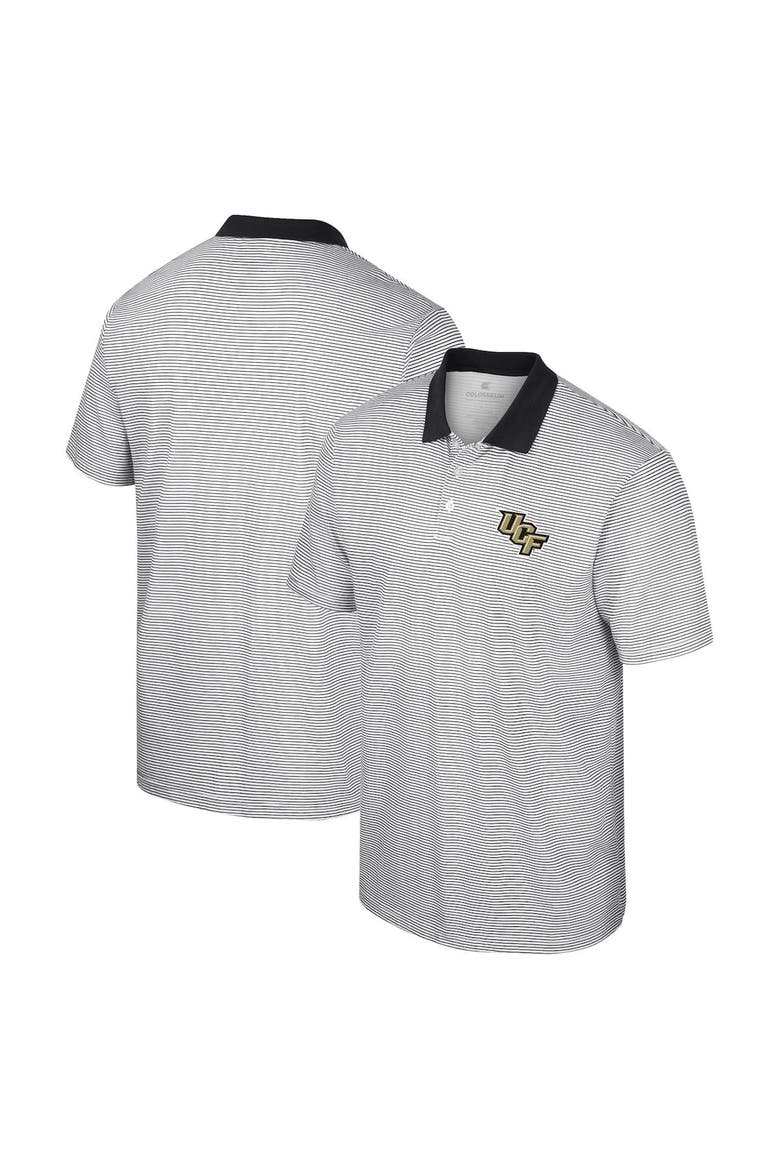 Men's Colosseum White/Black UCF Knights Print Stripe Polo, Main, color, White