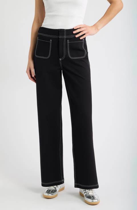 Patch Pocket Straight Leg Jeans