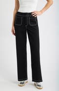 CITY BLUES Patch Pocket Straight Leg Jeans