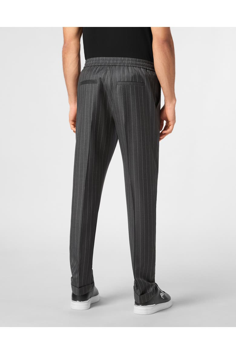 Wool Pinstripe Jogging Trousers Men, Alternate, color, grey