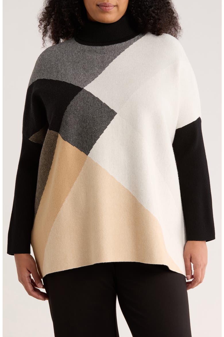 Jacquard Turtleneck Sweater, Main, color, CAFE AU LAIT MULTI