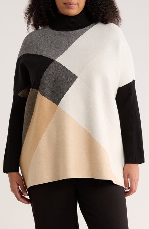 Jacquard Turtleneck Sweater (Plus)