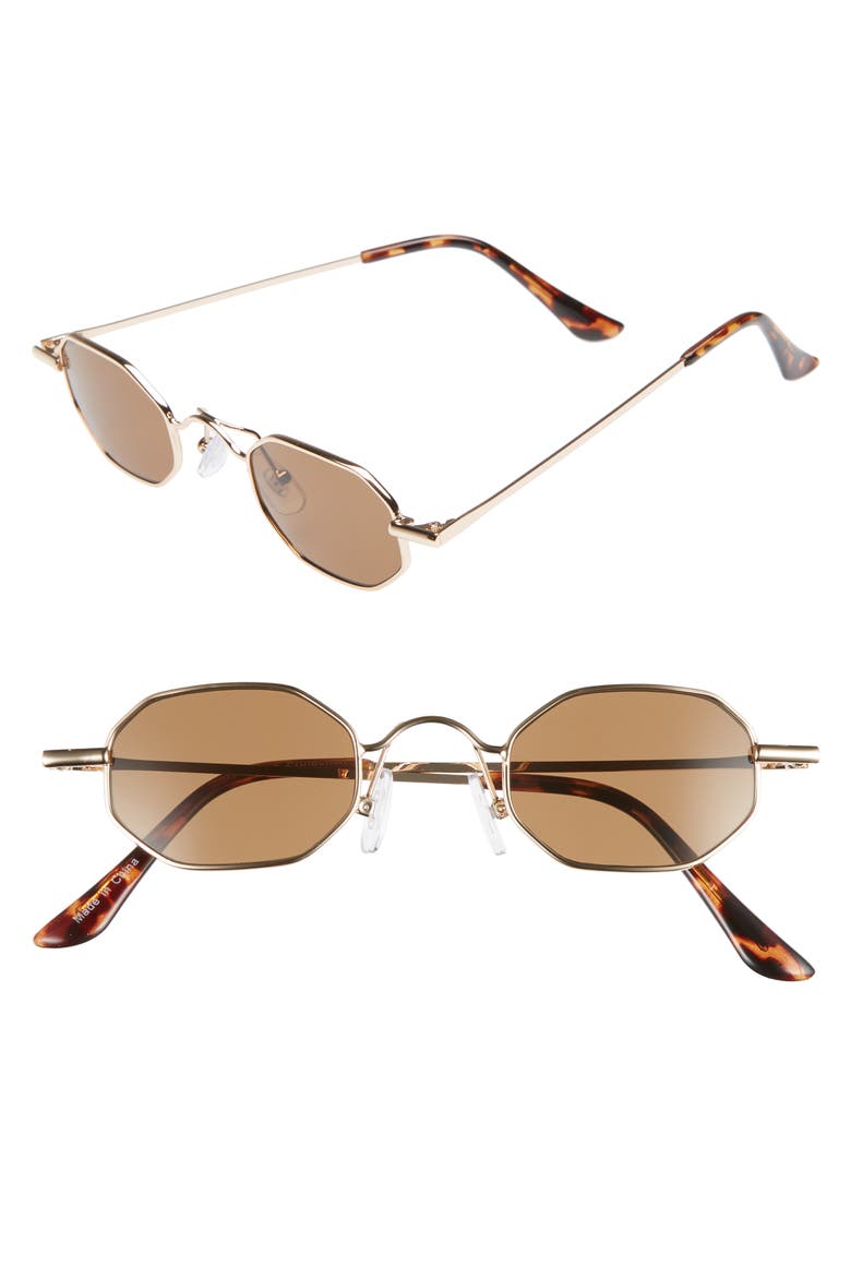 40mm Mini Hexagon Sunglasses, Main, color, BROWN GOLD