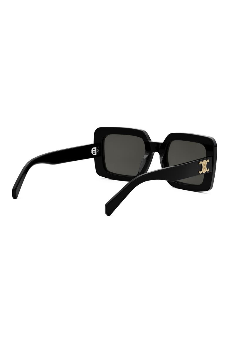 Triomphe 56mm Square Sunglasses, Alternate, color, SHINY BLACK / SMOKE
