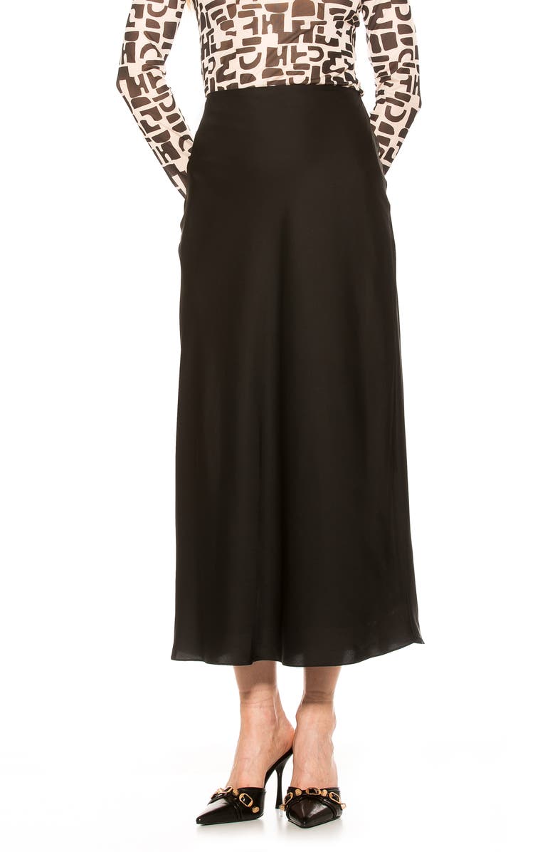 Alexia Admor Hunter Satin Midi Skirt, Main, color, 