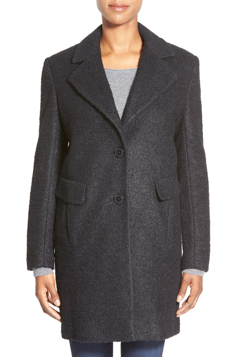 DKNY Bouclé Reefer Coat, Main, color, 