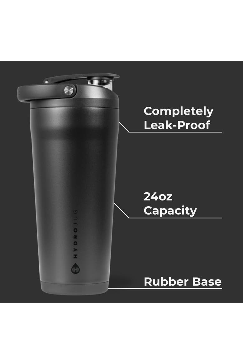 Insulated Stainless Steel Shaker 24 oz Bottle with Silent Mixing Grate & Flip Lid, Alternate, color, Black