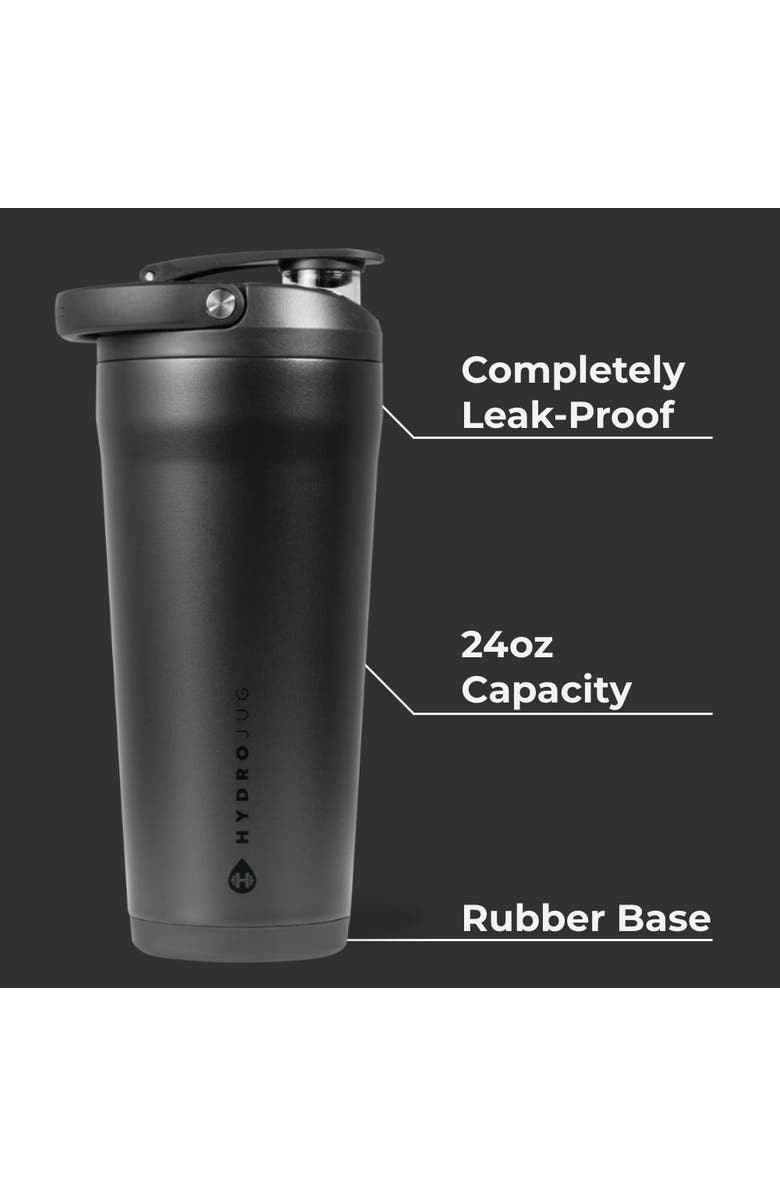 HydroJug Insulated Stainless Steel Shaker 24 oz Bottle with Silent Mixing Grate & Flip Lid, Alternate, color, Black