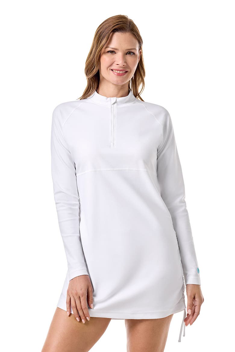 Women's Lawai Ruche Long Sleeve Swim Shirt, UPF 50+ Sun Protection, Main, color, White