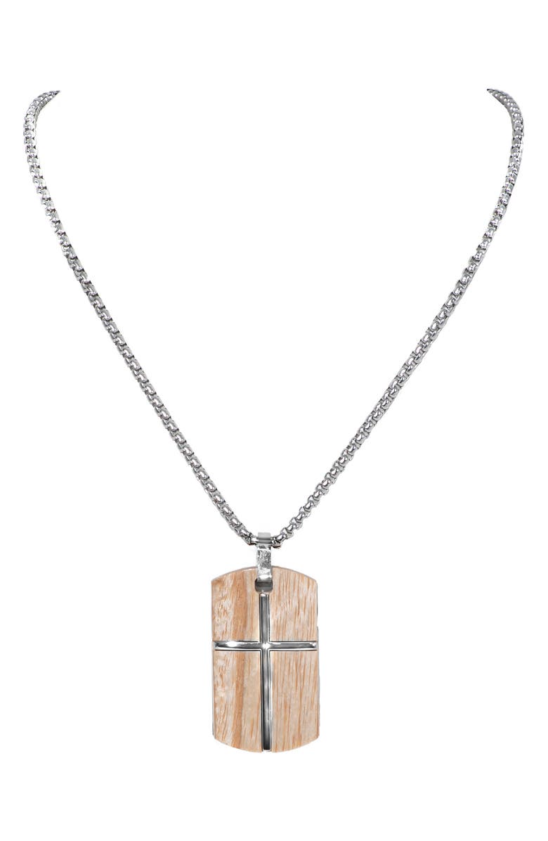 AMERICAN EXCHANGE Wood Metal Cross Pendant Necklace, Main, color, 