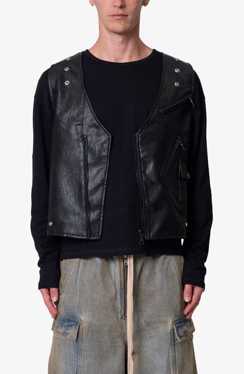 Faux Leather Zipper Vest