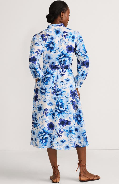LANDS' END LANDS' END COTTON BLEND BRACELET SLEEVE MIDI SHIRT DRESS