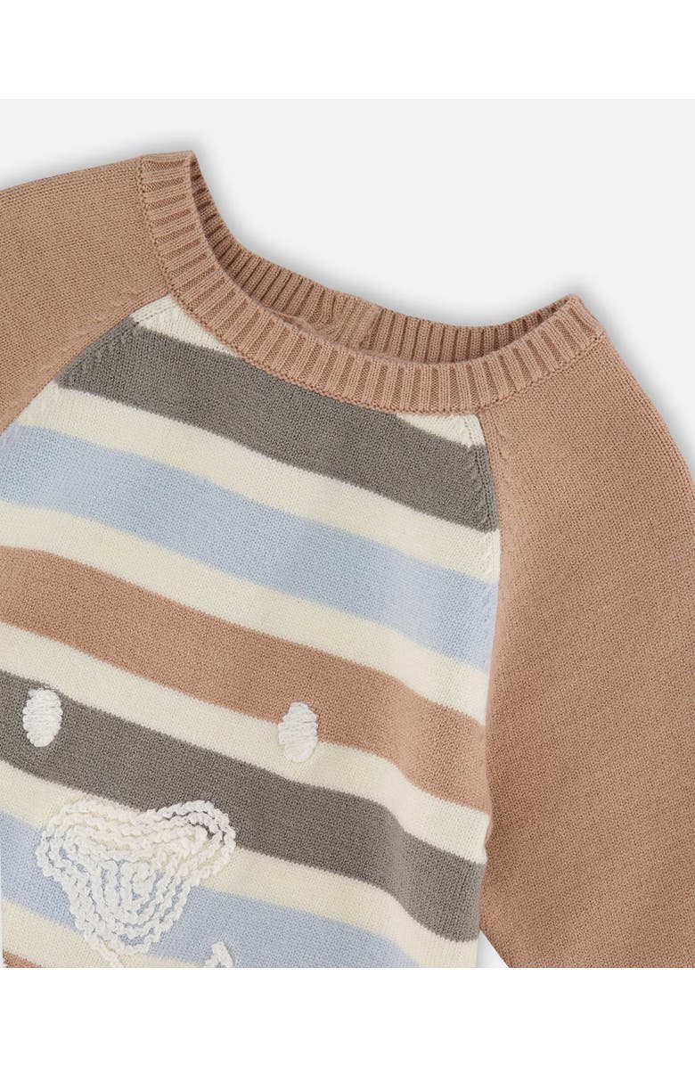 Deux par Deux Knitted Romper Stripes, Alternate, color, Beige Blue And Green