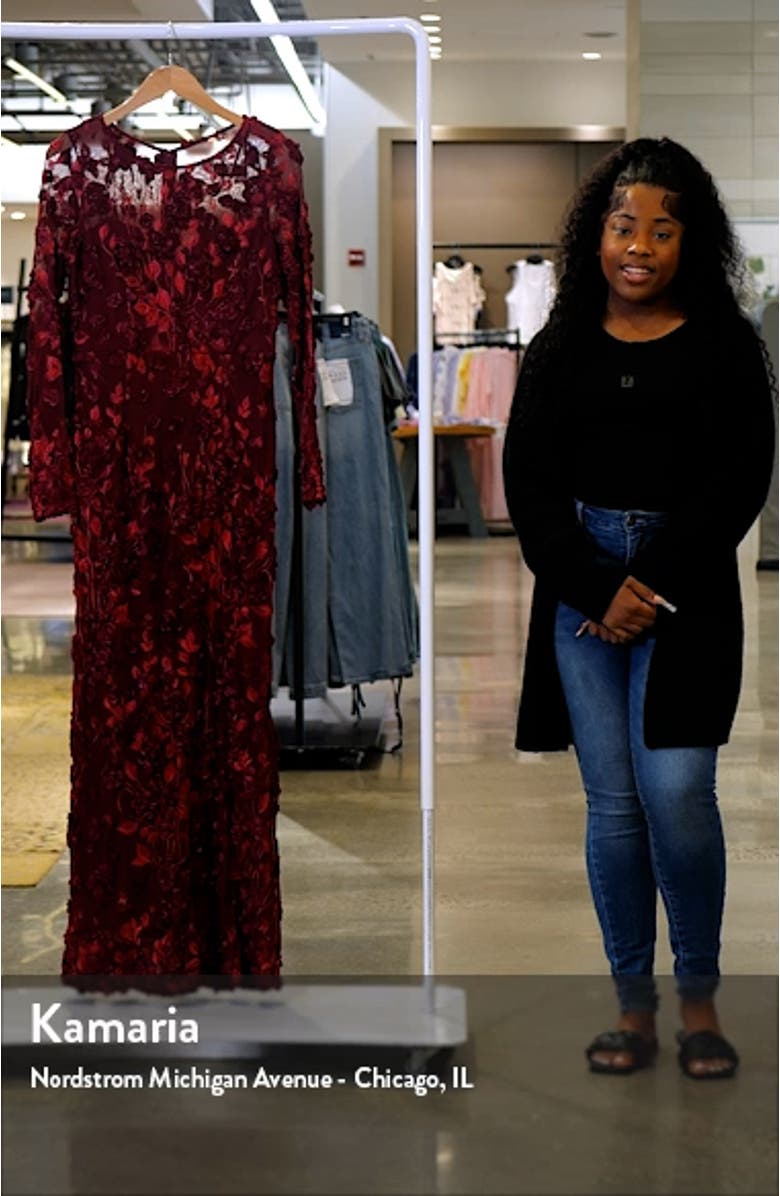 Embroidered Floral Long Sleeve Gown, sales video thumbnail