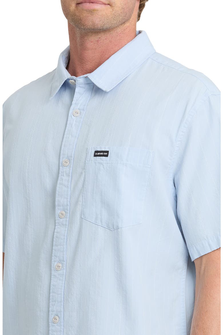 Dobby Stripe Classic Short Sleeve Cotton Button-Up Shirt, Alternate, color, SKYWAY