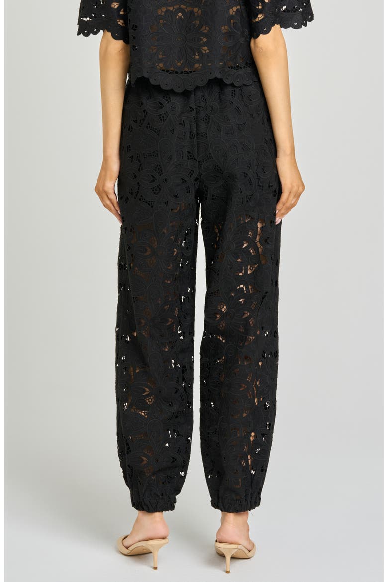 Steph Floral Cotton Lace Balloon Pants, Alternate, color, BLACK