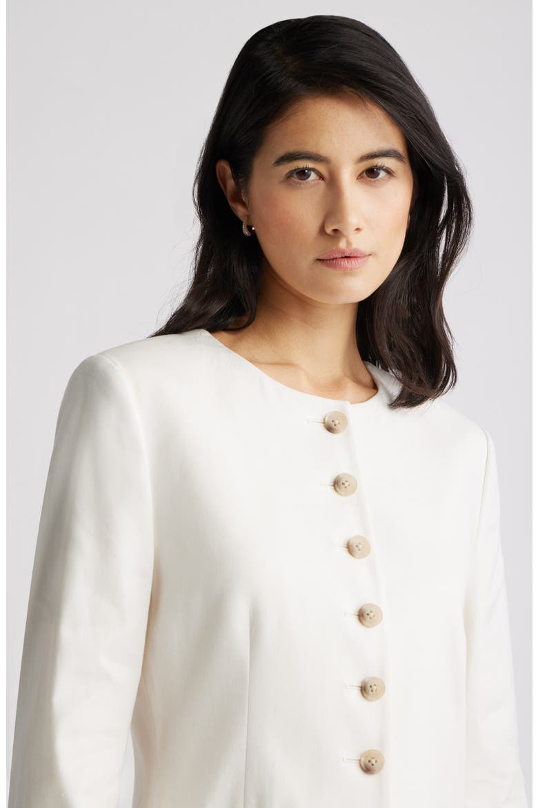 Collarless Linen Blend Blazer, Alternate, color, IVORY TOFU