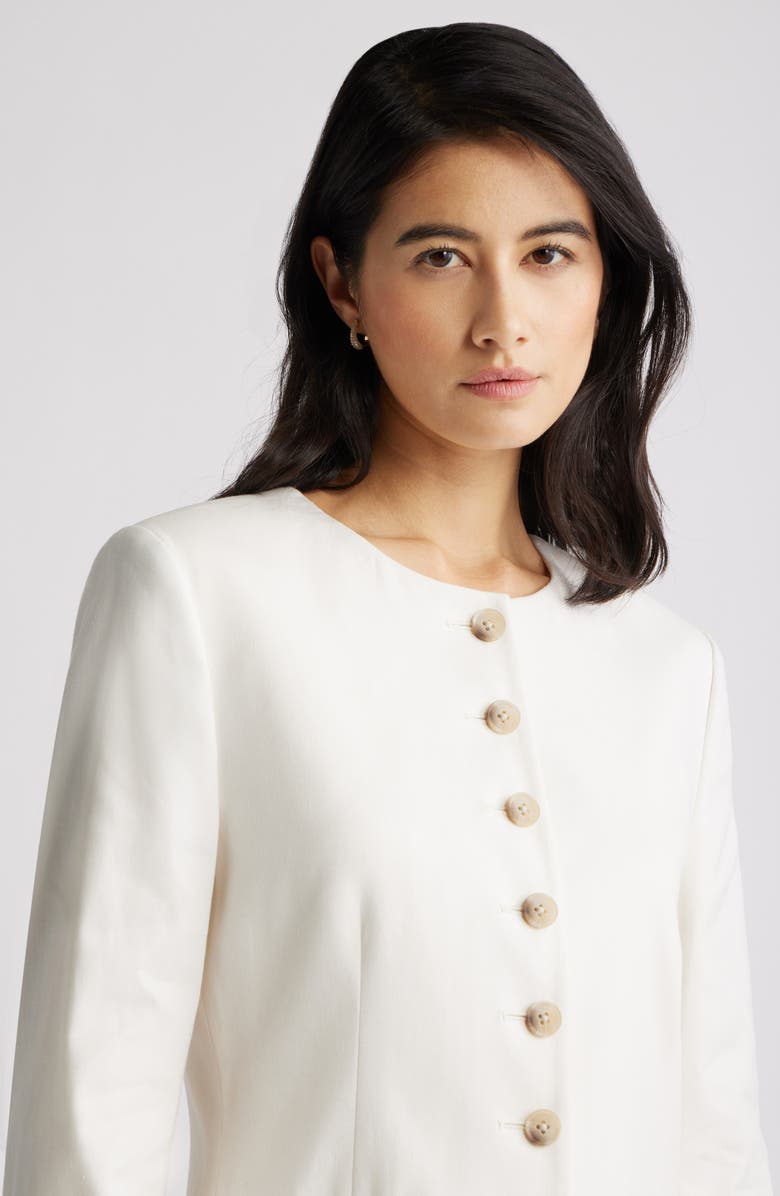 Nordstrom Collarless Linen Blend Blazer, Alternate, color, Ivory Tofu