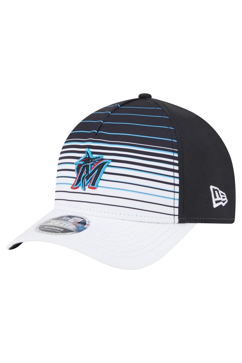 Men's New Era  Black Miami Marlins Gradient 9FORTY M-Crown Adjustable Hat, Main, color, Black