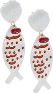 BY ADINA EDEN Shell Red Fish Drop Stud Earring