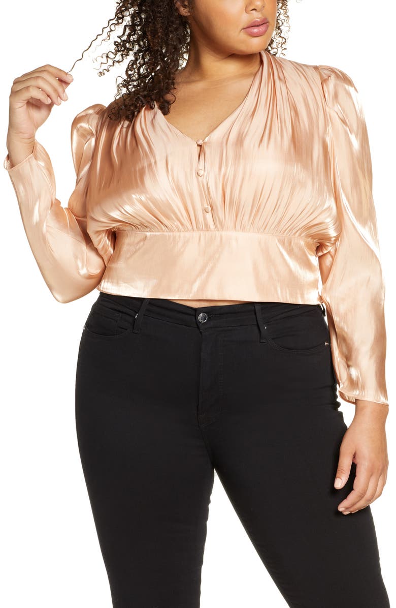 Leith Shine Long Sleeve Button Front Blouse, Main, color, 