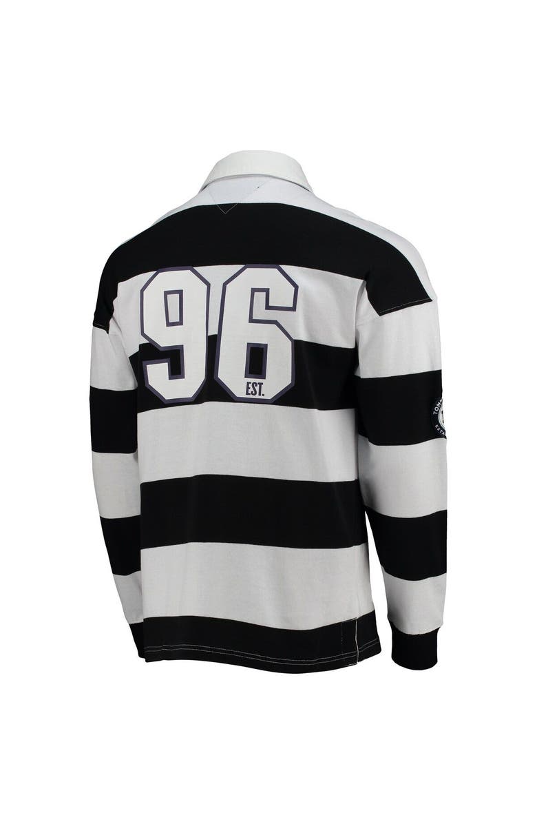 Tommy Hilfiger Men's Tommy Hilfiger Black/White Baltimore Ravens Varsity Stripe Rugby Long Sleeve Polo, Alternate, color, 