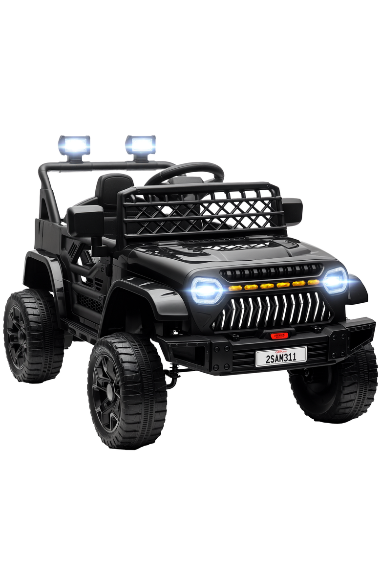 Qaba 12V Kids Ride On Truck w/ Remote, Spring Suspension, 3 Speeds, Main, color, Black