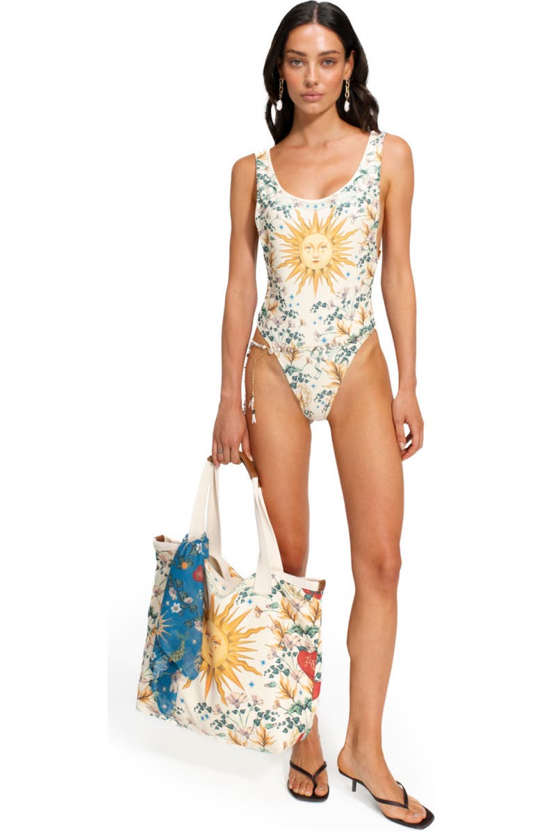 Agua Bendita Lucia Solstice Print Tote Bag, Alternate, color, White