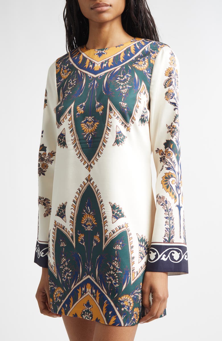 Veronica Beard Long Sleeve Cromwell Minidress, Alternate, color, Ecru Multi