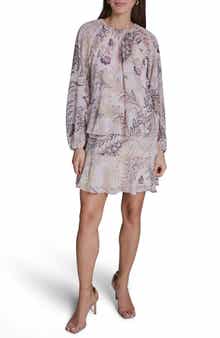 Paisley Long Sleeve Tiered Minidress