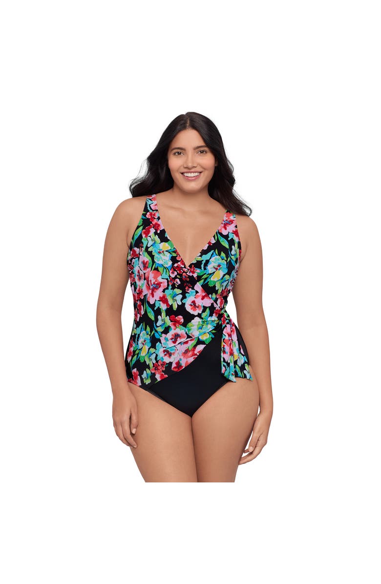 Trimshaper Vera Side-Tie One-Piece Control Swimsuit, Main, color, Blooming Beauty