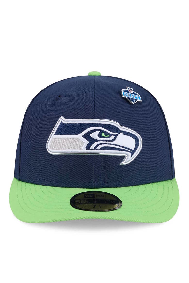 Men's New Era  College Navy/Neon Green Seattle Seahawks 2026 NFL Draft Pre-Curved 59FIFTY Fitted Hat, Alternate, color, College Navy