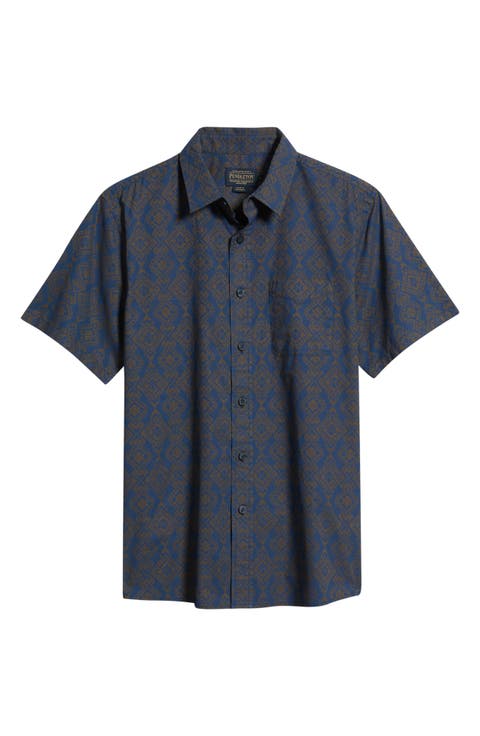 Shoreline Short Sleeve Cotton Button-Up Shirt