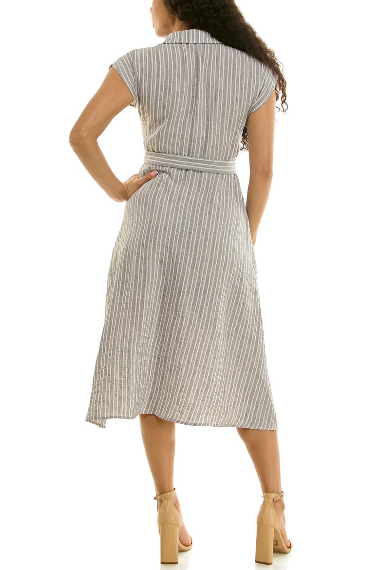 Cap Sleeve Shirtdress, Alternate, color, GREY/ WHITE