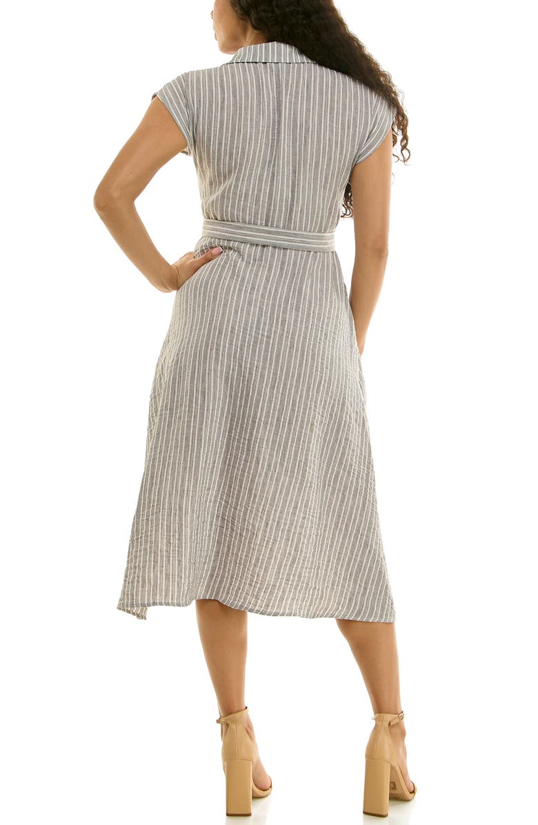 Nina Leonard Cap Sleeve Shirtdress, Alternate, color, Grey/ White