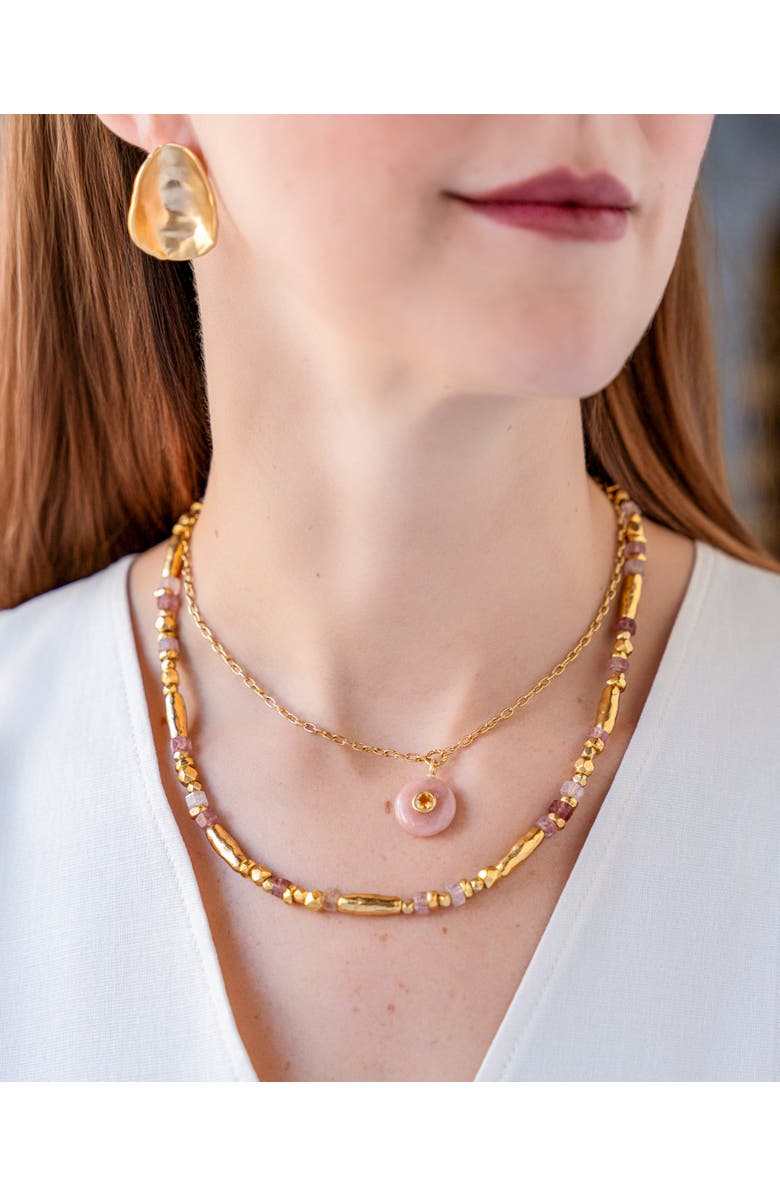 Loni Paul Jewelry Peach Moonstone and Citrine Inlay Necklace, Alternate, color,