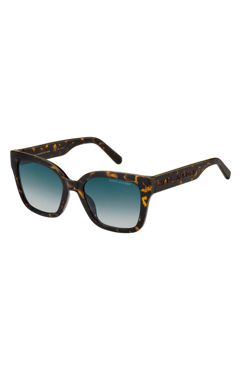 Marc Jacobs 53mm Gradient Square Sunglasses, Alternate, color, Havana/ Blue Shaded